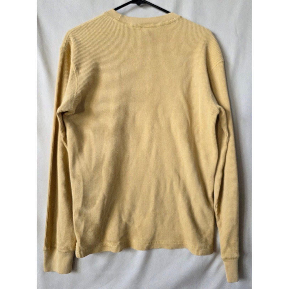 Steve & Barry's Mens Y2K Waffle Knit Thermal Long Sleeve Shirt Yellow Medium - Picture 2 of 4